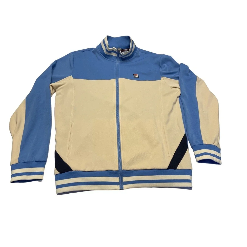 Men's Fila‎ Tiebreaker Jacket XL Blue/ Cream Zip Up